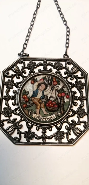 Évszakok. Függesztett barokk stílusú festett ón fali dísztárgy készlet - kép 5