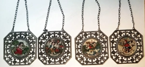 Évszakok. Függesztett barokk stílusú festett ón fali dísztárgy készlet