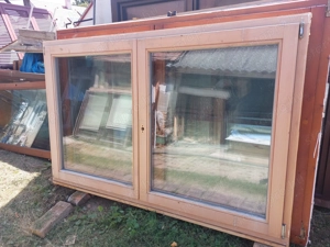 Egyben is fa tok osztó nélküli hőszigetelt 2 réteg üveg bukó-nyiló 2 db  sz;191 m;124 cm. Eladó eset - kép 2