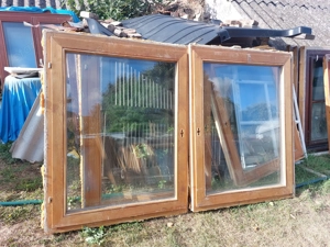 Egyben is 4  pár fa hőszigetelt 2 réteg üveg bukó-nyiló . tok osztott  ablak középen elvágva  Eladó  - kép 2
