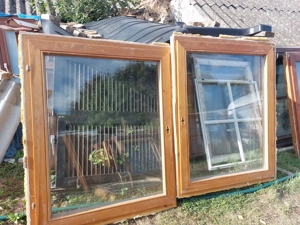Egyben is 4  pár fa hőszigetelt 2 réteg üveg bukó-nyiló . tok osztott  ablak középen elvágva  Eladó  - kép 5