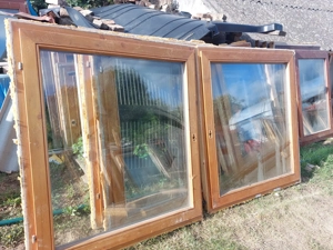 Egyben is 4  pár fa hőszigetelt 2 réteg üveg bukó-nyiló . tok osztott  ablak középen elvágva  Eladó  - kép 4