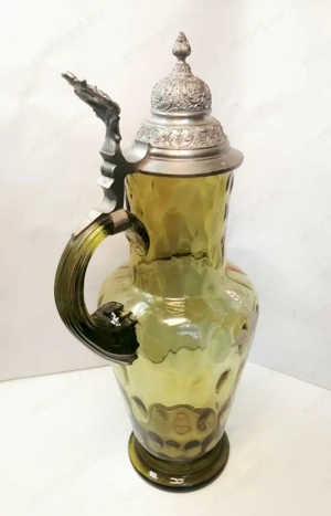 Ónfedeles üvegkorsó kézzel festett mezei virágokkal. Biedermeier Bohemia - kép 2