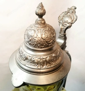 Ónfedeles üvegkorsó kézzel festett mezei virágokkal. Biedermeier Bohemia - kép 4