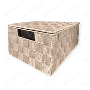 Fonott hatású szürkésbarna fedeles tárolódoboz   30 20 12 cm - kép 2