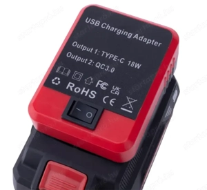 Parkside 20 Voltos akku adapter powerbank funkció QC 3.0 USB-A 18 Watt + USB-C PD 18 Watt csatlakozó - kép 2