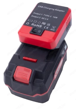 Parkside 20 Voltos akku adapter powerbank funkció QC 3.0 USB-A 18 Watt + USB-C PD 18 Watt csatlakozó - kép 4