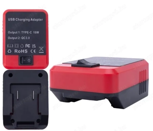 Parkside 20 Voltos akku adapter powerbank funkció QC 3.0 USB-A 18 Watt + USB-C PD 18 Watt csatlakozó - kép 5