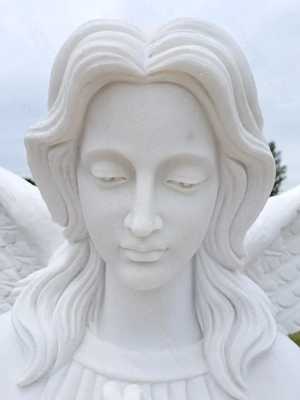 Szárnyas Angyal  fehér márvány szobor  - kép 3