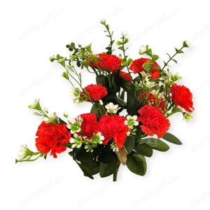 Élethű piros szegfű művirágcsokor   fehér kiegészítéssel   35 cm