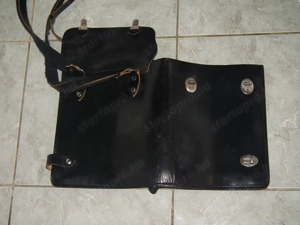 NOS lengyel retró katonai bőrtáska bőr táska térkép táska térképtáska - kép 8