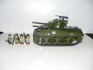 Lego 2. Világháborús Amerikai M4 Sherman Tank harckocsi 1180db + 4 katona ÚJ - kép 3
