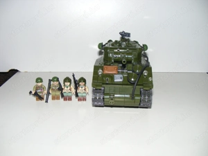 Lego 2. Világháborús Amerikai M4 Sherman Tank harckocsi 1180db + 4 katona ÚJ - kép 6