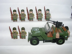 Lego 2. Világháborús U.S. Willis Jeep + Amerikai katonák 7db katona ÚJ - kép 2
