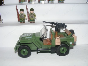 Lego 2. Világháborús U.S. Willis Jeep + Amerikai katonák 7db katona ÚJ - kép 7