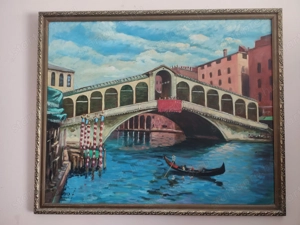 Csillag szignós olajfestmény   Velence, Rialto-híd