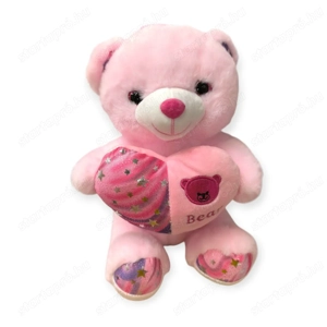 Rózsaszín plüssmackó szívvel 32 cm