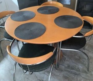 Német faasztal 6 székkel top állapotban - kép 3