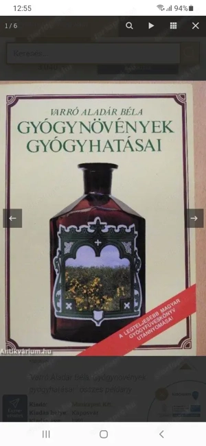 Varró Aladár Béla: Gyógynövények gyógyhatásai című könyve olcsón eladó