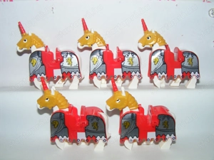 Lego Castle figurák állatok Ló lovak állat Oroszlános páncélos harci ló 5db ÚJ - kép 6