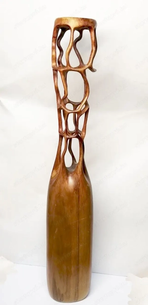 Japán Feng Shui áttört teakfa váza, különleges kézműves munka - kép 2