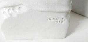 Fürdés után. Porcelán akt nagy méret. Oláh Sándor képzőművész alkotása 1959. - kép 4