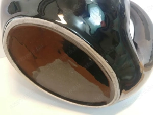 Fekete mázas hattyú kerámia virágtartó, kifogástalan állapot - kép 3