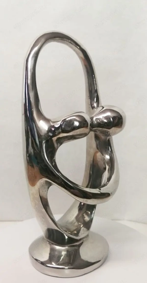 Szerelmesek tánca. Modern art deco stílusú nikkelezett szobor - kép 2