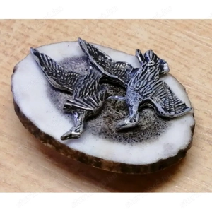 Szarvasagancs gomb készlet. Vadludas fém veretekkel, vadászoknak. 10db. egyben - kép 3