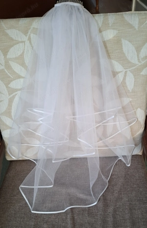 70 cm szatén szegélyes fátyol - kép 4