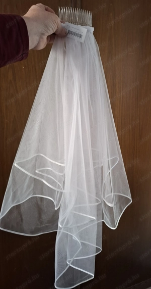 70 cm szatén szegélyes fátyol - kép 3