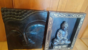 Eladó 2 darab Budha Kézzel faragott disztárgy szett,Indonéz dekoráció
