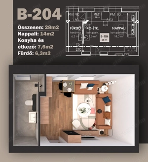 Tiszaújvárosban újépítésű, stúdió lakás kiadó!  - kép 8