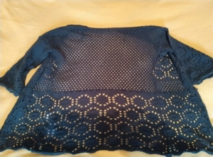 Gyönyörű horgolt fekete női kardigán - kép 3