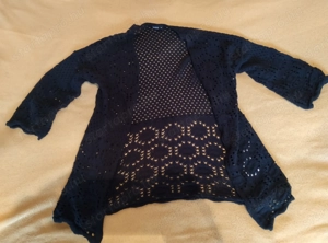 Gyönyörű horgolt fekete női kardigán - kép 2