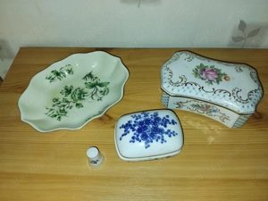 Hollóházi porcelánok bonbonier, tálka, gűszű
