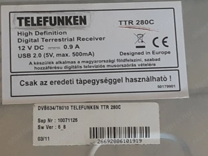 Telefunken TTR280C DVB-T2 MinDig TV beltéri egység működő - kép 6