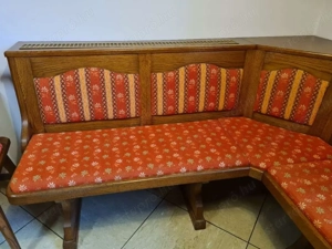 Tömörfa sarokpad garnitúra 3 székkel   klasszikus, megkímélt állapotban - kép 4