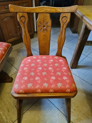 Tömörfa sarokpad garnitúra 3 székkel   klasszikus, megkímélt állapotban - kép 2