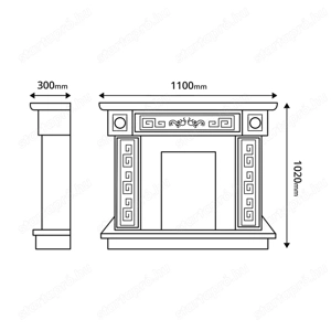 Elektromos kandalló Versailles gold & Gala gold, Art Flame, 1020x1100x300 mm, 2000 W, Termosztát - kép 3