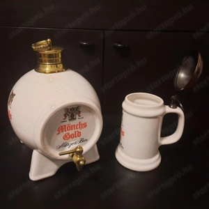 Kerámia söröshordó és krigli - kép 2