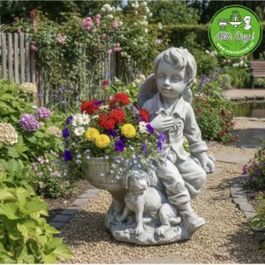 Fiú szobor virágtartóval - kép 2
