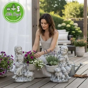 Fiú szobor virágtartóval - kép 4