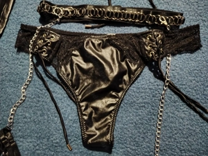 Női bőr sexy fehérnemű szett  - kép 5