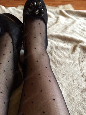 Fekete bordűr mintás női harisnya  - kép 2