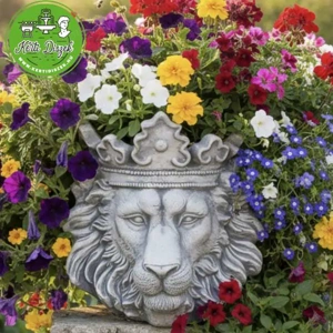 Oroszlánfejes kő kaspó - kép 2