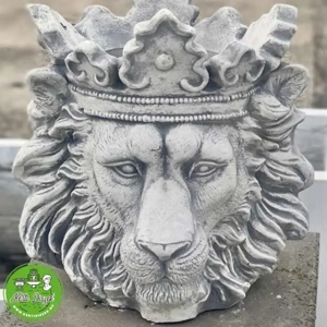 Oroszlánfejes kő kaspó - kép 3