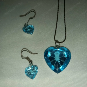 Kék szív medálos nyaklánc olcsón eladó - kép 3