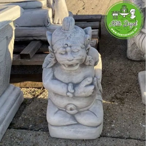 Meditáló Istenség Kőszobor   Balinéz Stílusban - kép 3