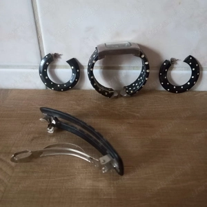 Pöttyös karóra, fülbevaló és egy francia csatt egyben eladó - kép 5